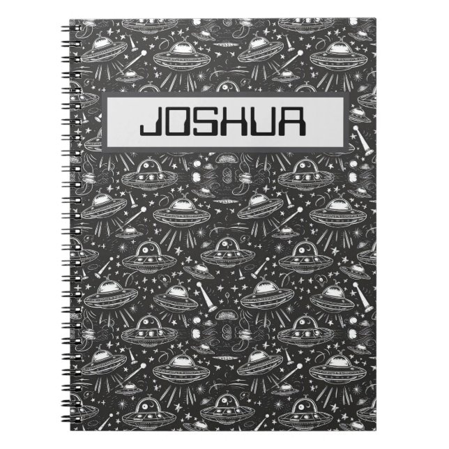 Spaceship Pattern Personalised Notebook (Front)