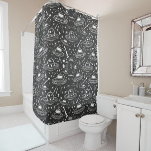 Spaceship Pattern Shower Curtain
