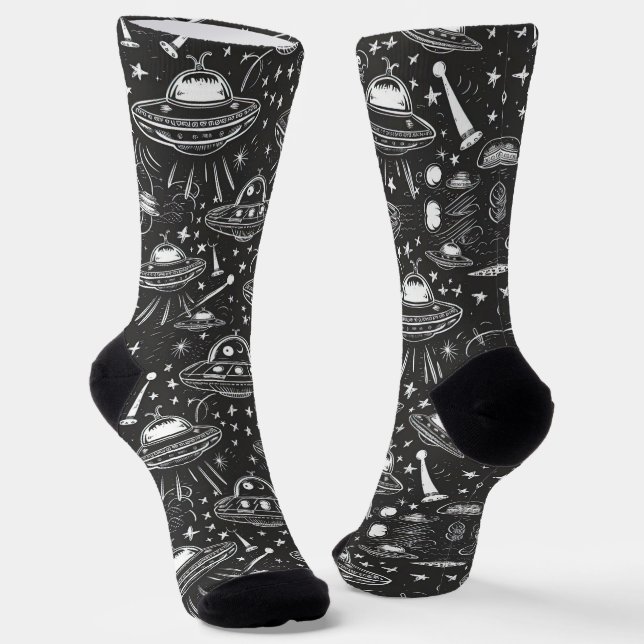 Spaceship Pattern Socks (Angled)