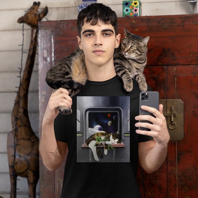 Spaceship Tabby Cat Green Alien Stuffie Sci-Fi T-Shirt (Creator Uploaded)