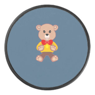Spaceship Teddy Bear Hockey Puck