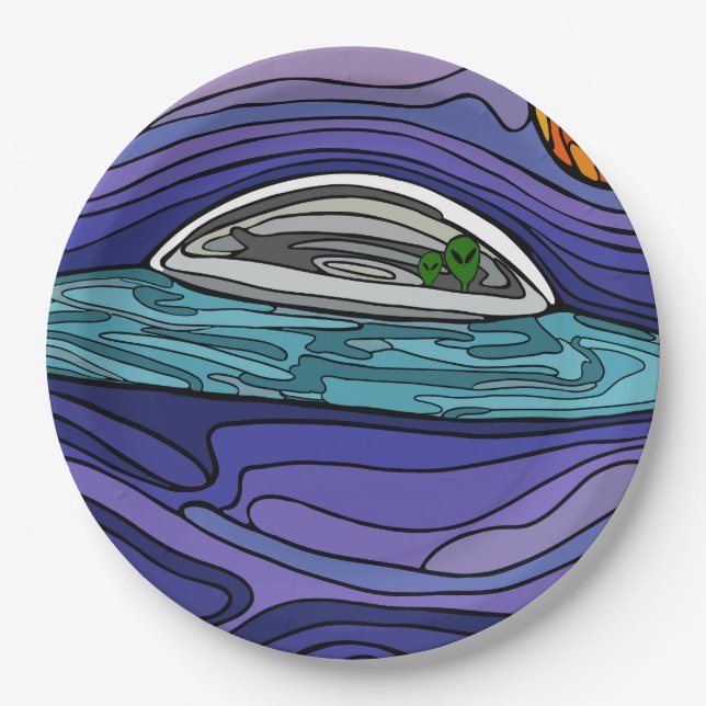 Spaceship UFO Alien UAP paranormal Paper Plate (Front)