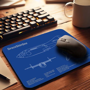 SpaceShipOne - Aeroplane Blueprint Drawing Plans A Mouse Pad