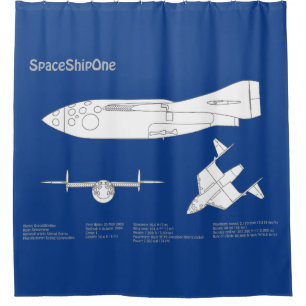 SpaceShipOne - Airplane Blueprint Plans ABD Shower Curtain