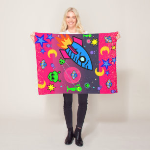 Spaceships Stars Aliens  Blanket