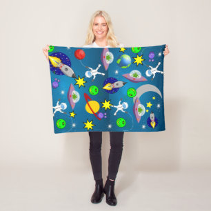 Spaceships Stars Aliens  Blanket