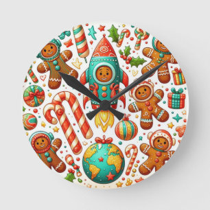 SpaceShuttle christmas  Round Clock
