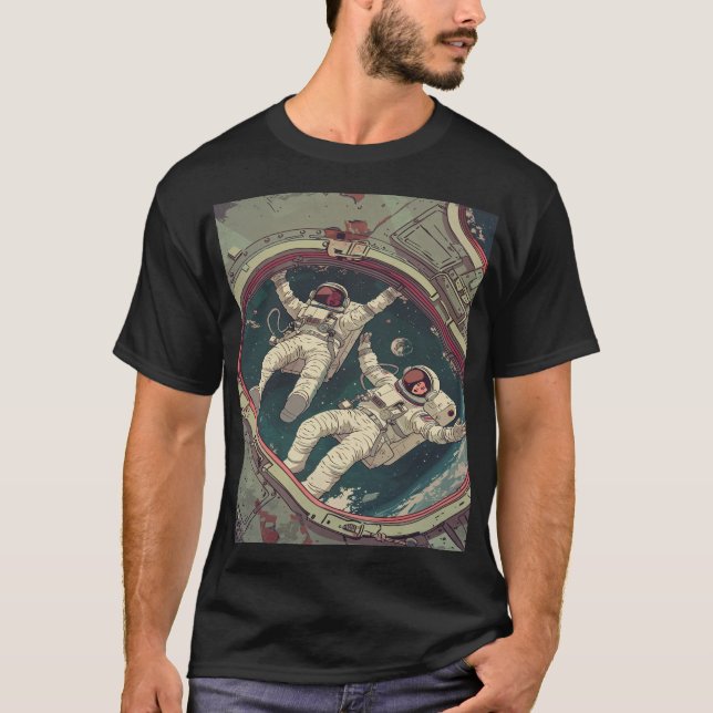 Spacewalk Duo – Floating Astronauts Tee (Front)