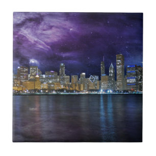 Spacey Chicago Skyline Ceramic Tile