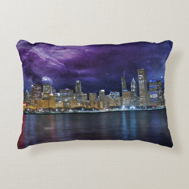 Spacey Chicago Skyline Decorative Cushion (Front)
