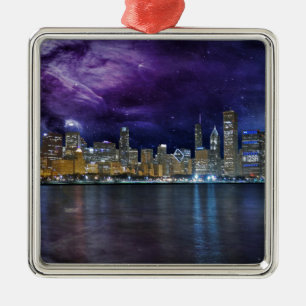 Spacey Chicago Skyline Metal Tree Decoration