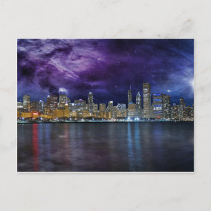Spacey Chicago Skyline Postcard