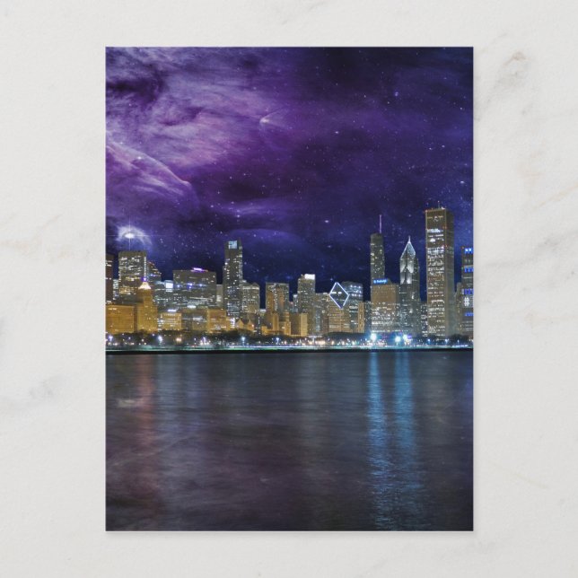 Spacey Chicago Skyline Postcard (Front)
