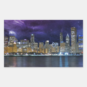 Spacey Chicago Skyline Rectangular Sticker