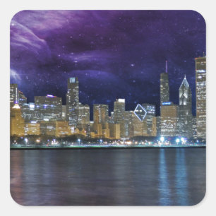 Spacey Chicago Skyline Square Sticker