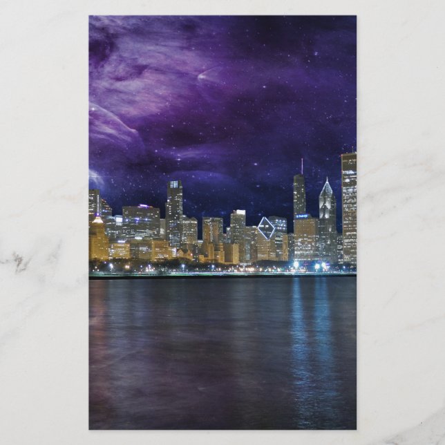 Spacey Chicago Skyline Stationery (Front)