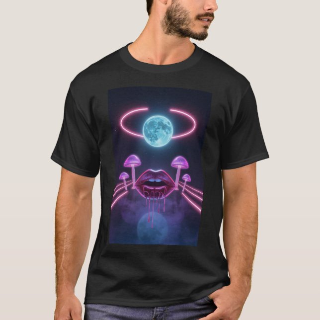 Spacey Cyberpunk Tee with Mushrooms (Front)