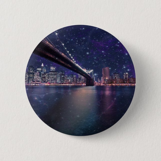 Spacey Manhattan Skyline 6 Cm Round Badge (Front)