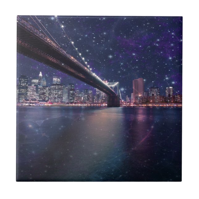 Spacey Manhattan Skyline Ceramic Tile (Front)