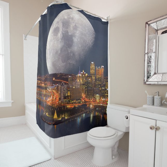 Spacey Pittsburgh Shower Curtain (In Situ)