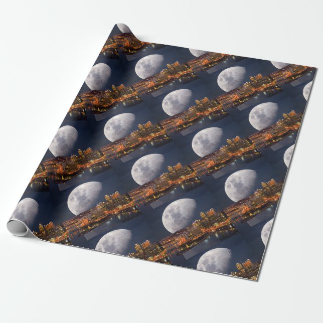 Spacey Pittsburgh Wrapping Paper (Unrolled)