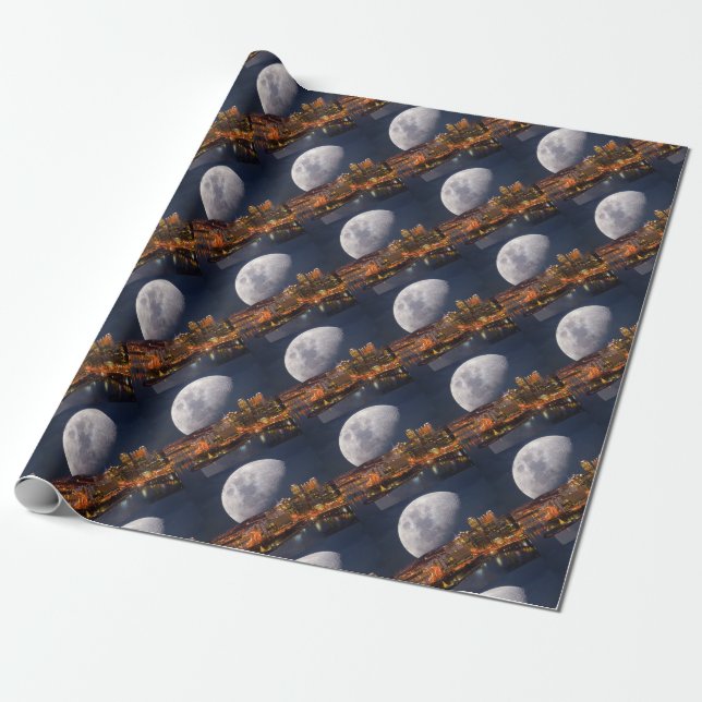 Spacey Pittsburgh Wrapping Paper (Unrolled)