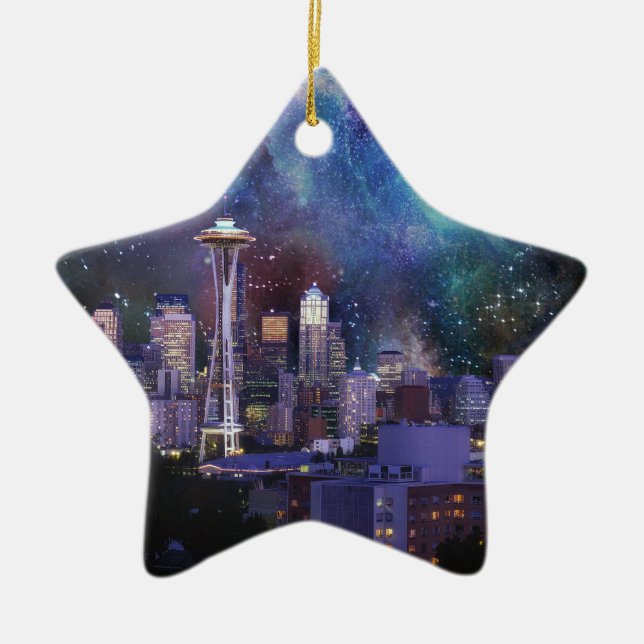 Spacey Seattle Ceramic Ornament (Front)