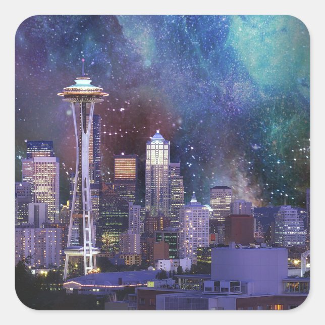 Spacey Seattle Square Sticker (Front)