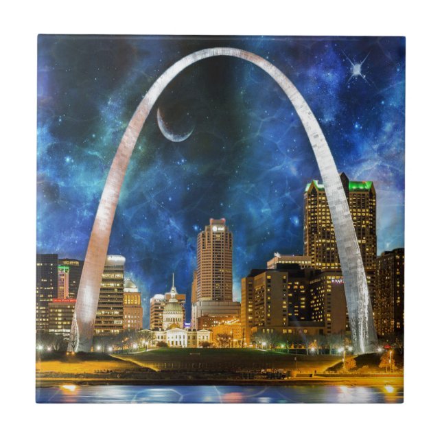 Spacey St. Louis Skyline Ceramic Tile (Front)