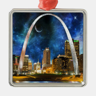Spacey St. Louis Skyline Metal Ornament