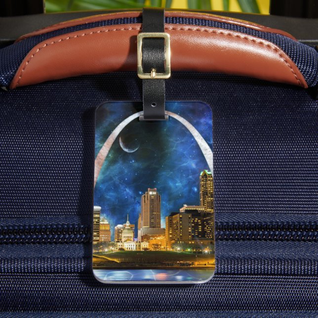 Spacey St. Louis Skyline Tote Bag Luggage Tag (Front Insitu 2)
