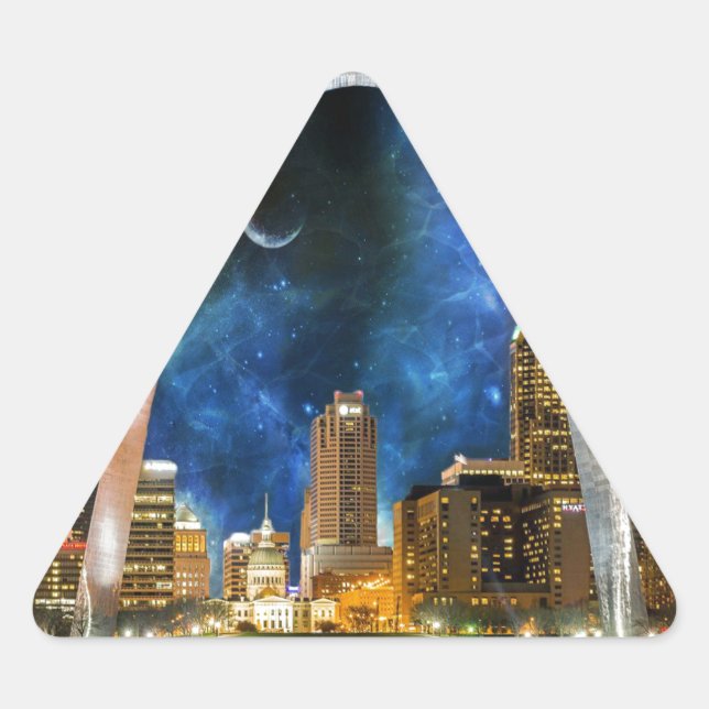 Spacey St. Louis Skyline Triangle Sticker (Front)