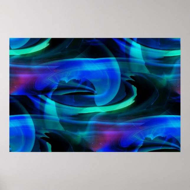 Spacial Distortion in Blue Abstract Poster (Front)