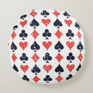 Spade, diamond, heart,club pattern round cushion