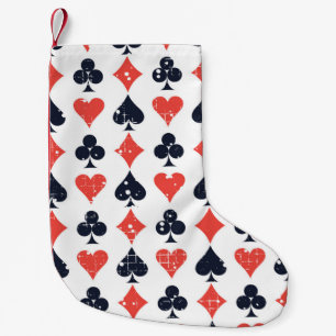 Spade, diamond, heart,club pattern small christmas stocking