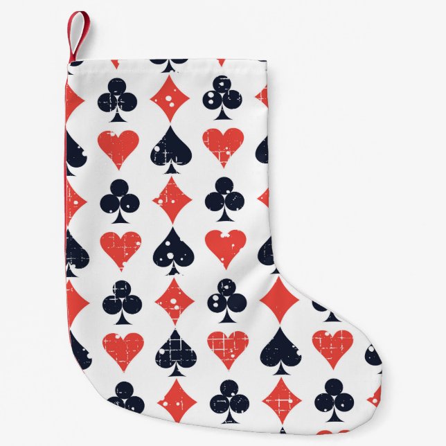 Spade, diamond, heart,club pattern small christmas stocking (Front)