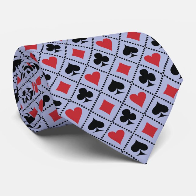 Spade, diamond, heart & club, playing card pattern tie (Rolled)