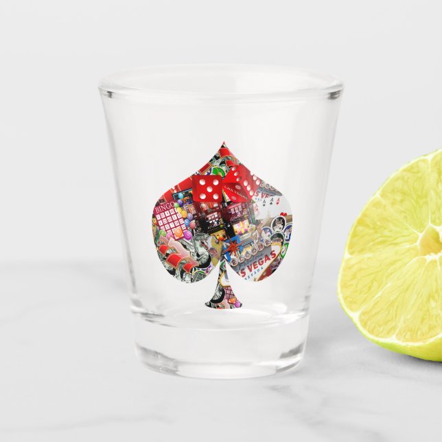 Spade Playing Card Shape * Gamblers Delight Shot Glass (Front)