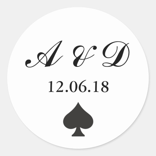 Spade Playing Card White Casino Ace Stickers Label (Front)