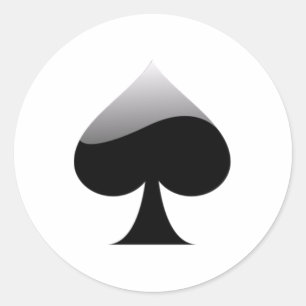 Spade Playing Cards Classic Round Sticker