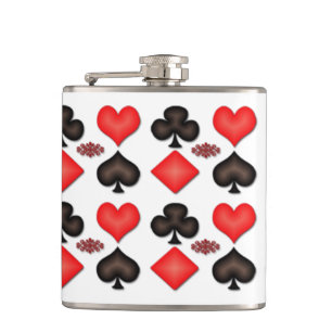 Spades Hearts Diamonds Clubs Pattern  Hip Flask