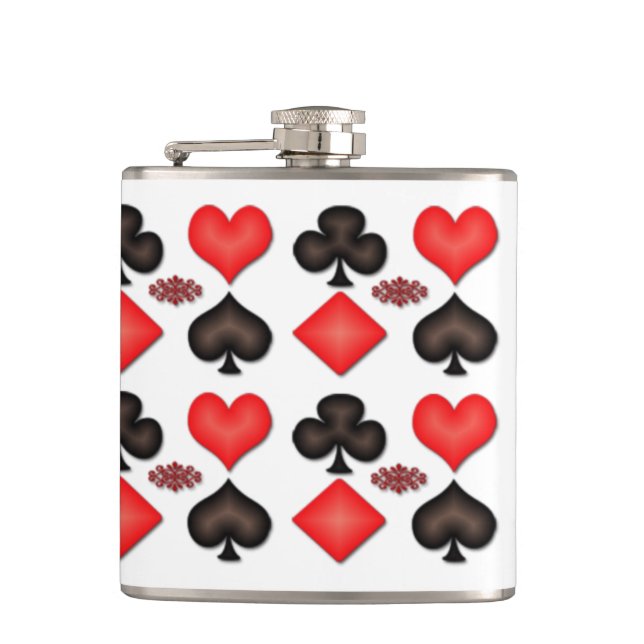 Spades Hearts Diamonds Clubs Pattern  Hip Flask (Front)