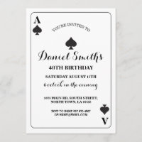 Spades Playing Card Birthday Ace Vegas Invitation