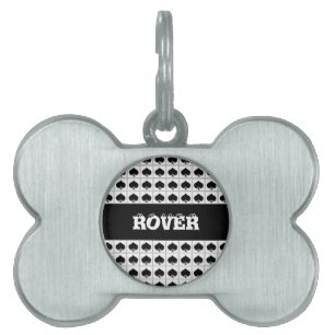 Spades playing card suit pattern pet name tag