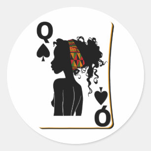 Spades Queen Card Afro American Black History Mont Classic Round Sticker