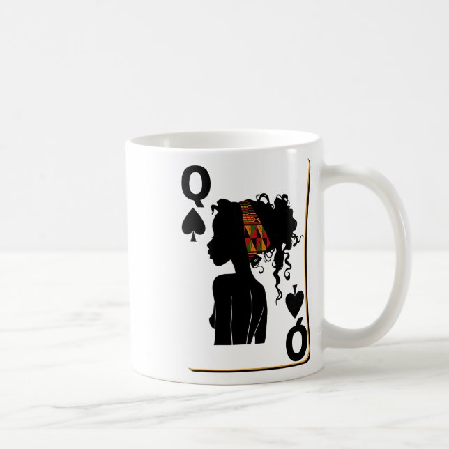 Spades Queen Card Afro American Black History Mont Coffee Mug (Right)