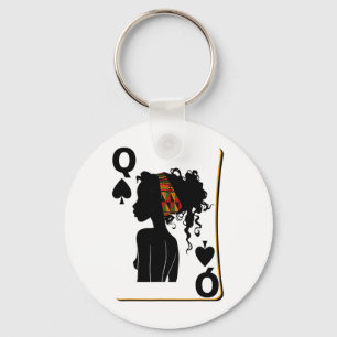 Spades Queen Card Afro American Black History Mont Key Ring