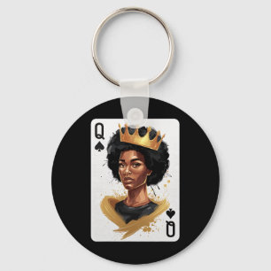 Spades Queen Poker Card Afro American Black Histor Key Ring