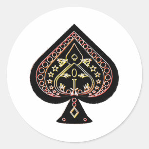 Spades Symbol: Orange & Red: Classic Round Sticker