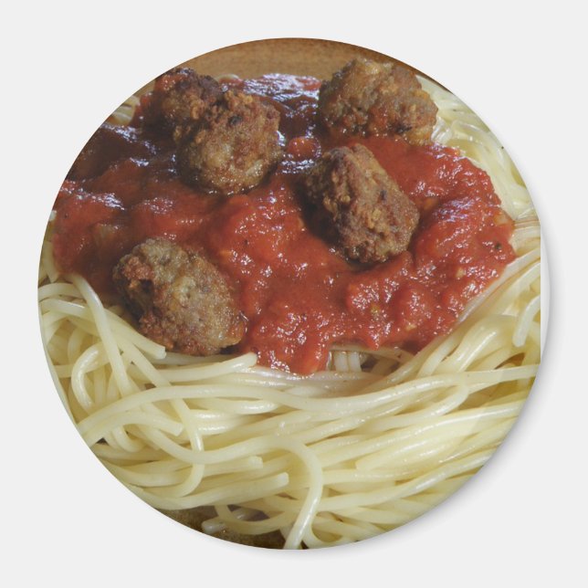 Spaghetti and Meatballs Food Refrigerator Magnet (Front)
